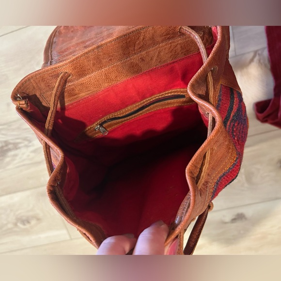 Multicolor Aztec Patterned Leather Backpack - Picture 2 of 7